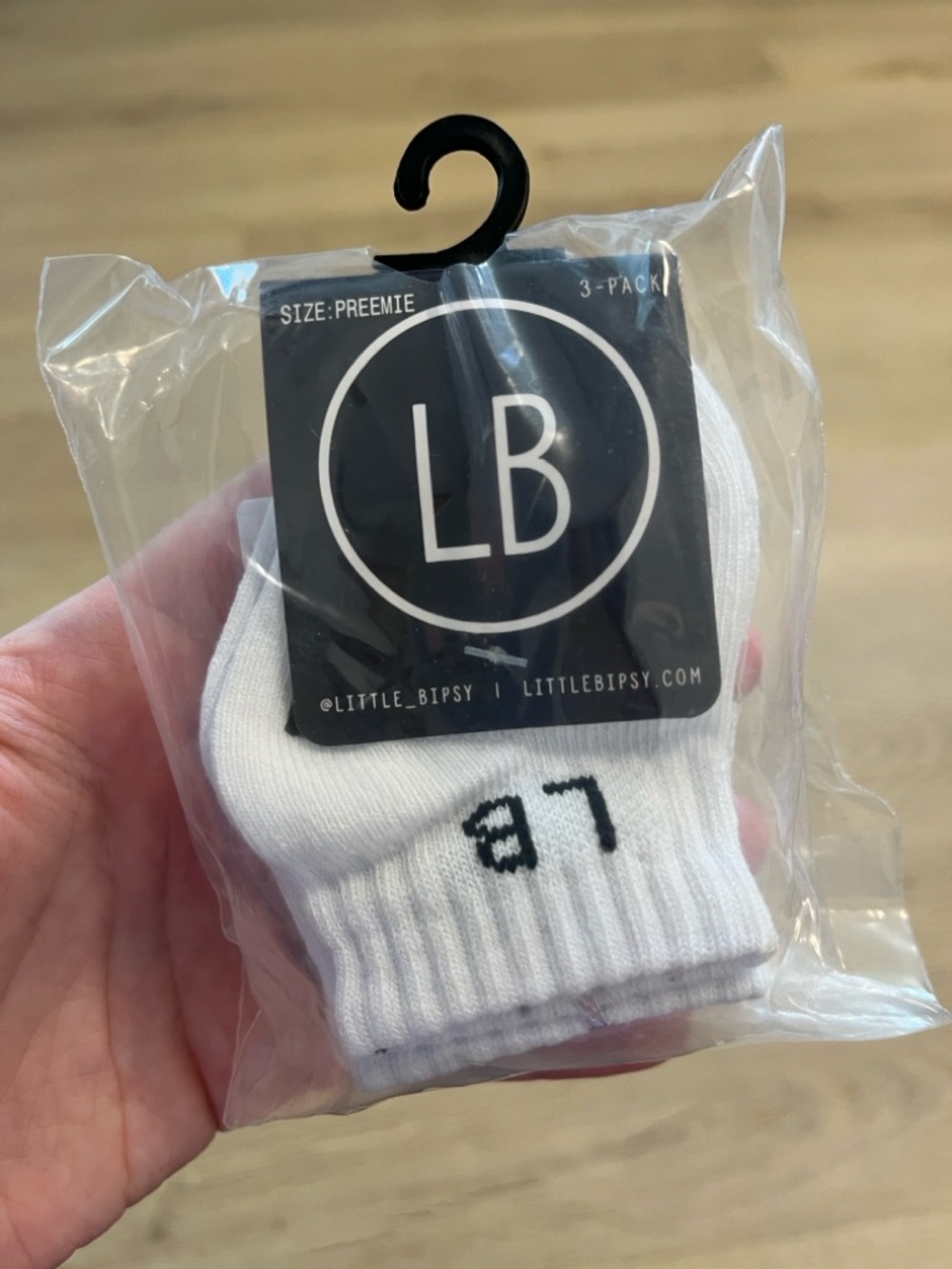 Little Bipsy White Ankle Athletic Socks with Black Logo - 3 Pack - Picture 2 of 3